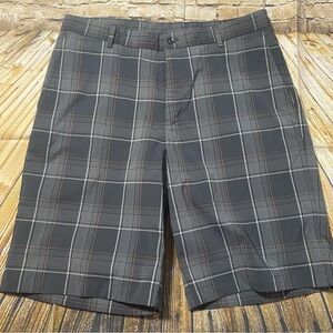 Slazenger Gray Orange Plaid Golf Flat Front Shorts